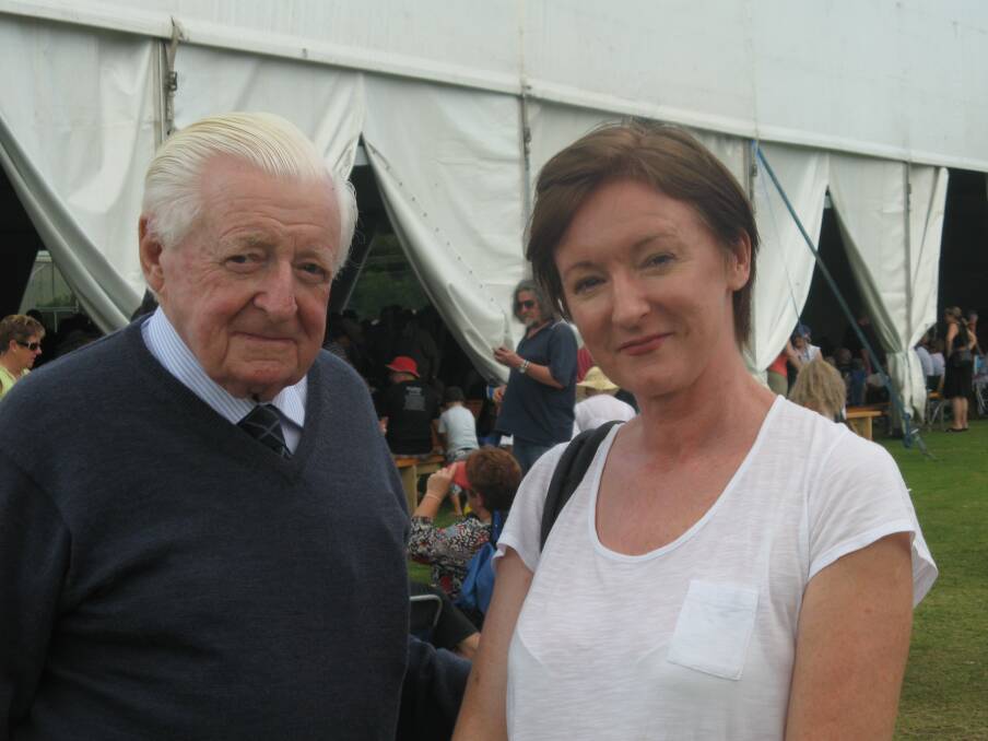 CO-FOUNDER: John Brophy pictured with his daughter, Fiona, at the Port Fairy Folk Festival, which he co-founded, in 2013. Picture: Anthony Brady