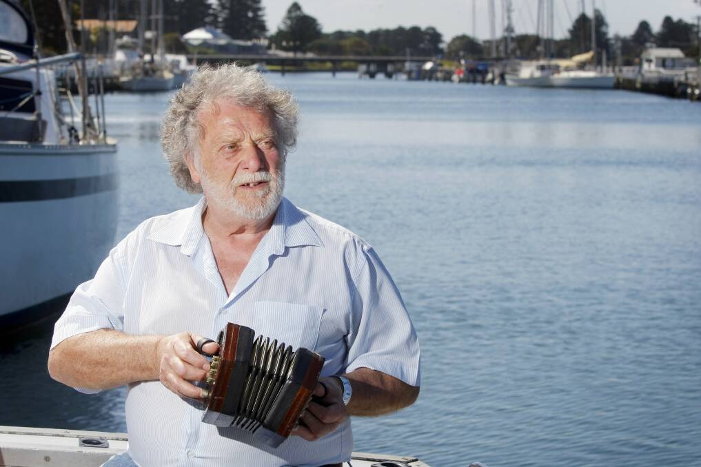 Former Port Fairy Folk Festival singer Danny Spooner, pictured in 2012, is remembered for bringing 'songs of the sea' to the festival. His family has launched a fundraising campaign to build a statue of him at the town's wharf. Picture: Rob Gunstone