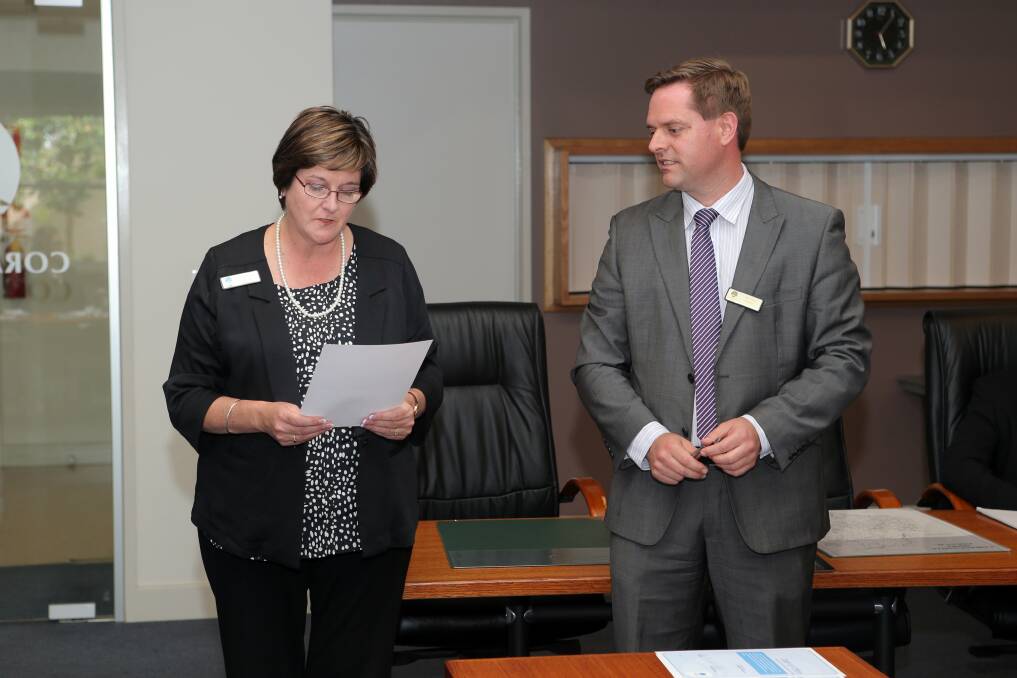 Corangamite Shire deputy mayor Ruth Gstrein pictured at her first council meeting in 2012. 