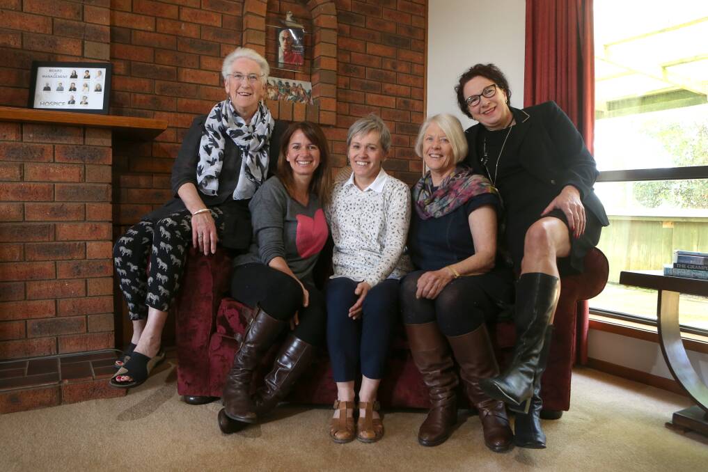Hospice volunteers in training with Warrnambool and District Community Hospice pictured in 2015: Merran Koren, Peta Jolley, Carol Weise, Tam Vistarini and Glenda Smith. Picture: Amy Paton