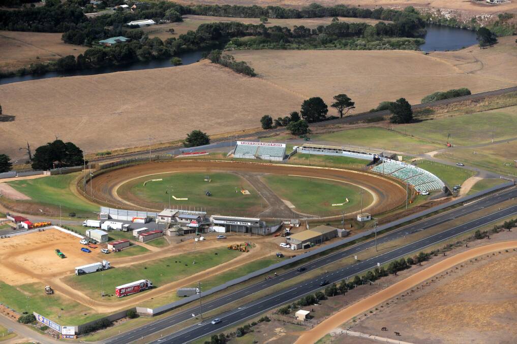 HOME IS WHERE THE HEART IS: An aerial shot of Allansford's Premier Speedway. Picture: Rob Gunstone