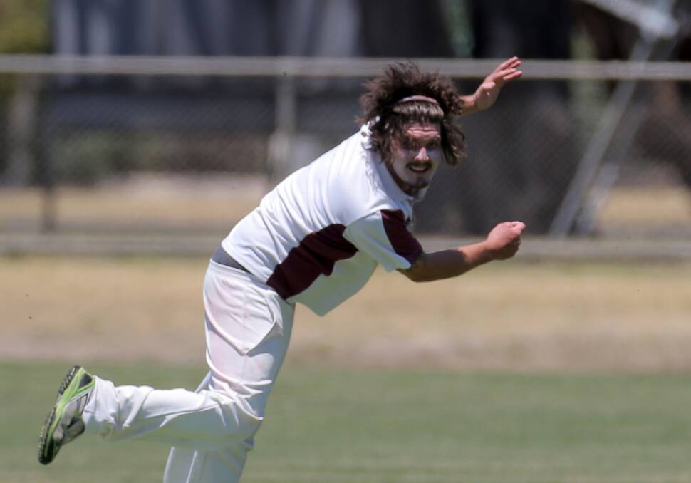 Matthew Bignell releases a delivery while playing at Pomborneit. Picture: Rob Gunstone