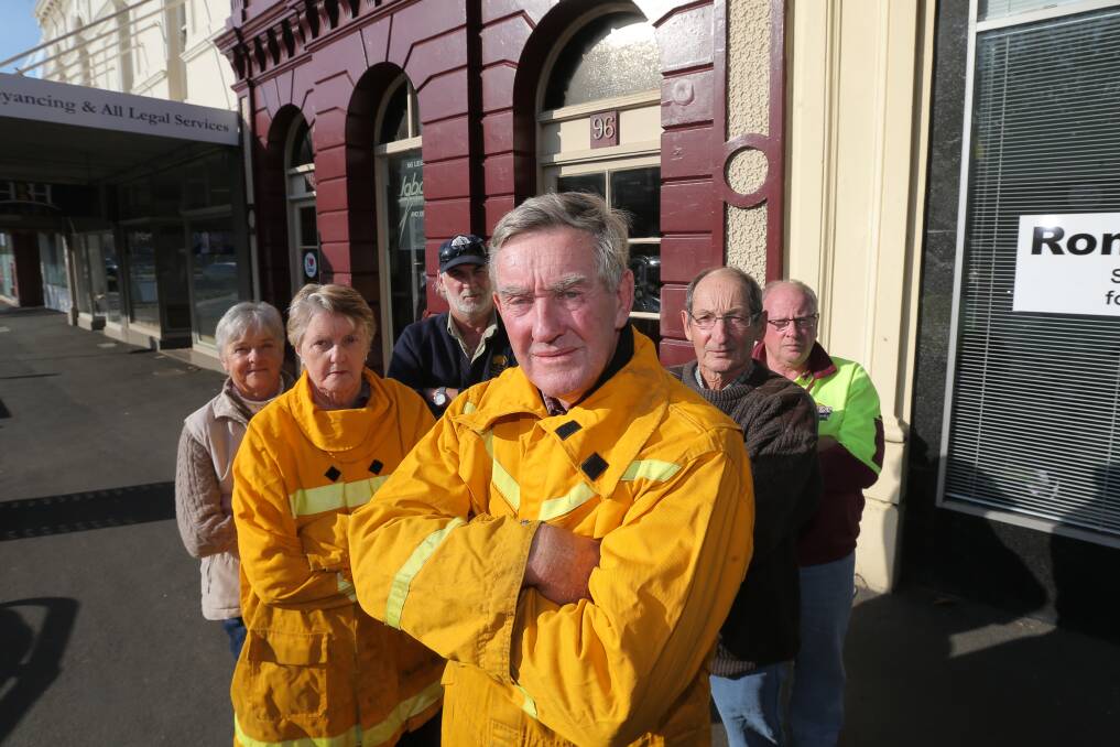 Disappointed: CFA volunteer Owen O'Keefe (front) is not happy they weren't consulted about fire services reforms.