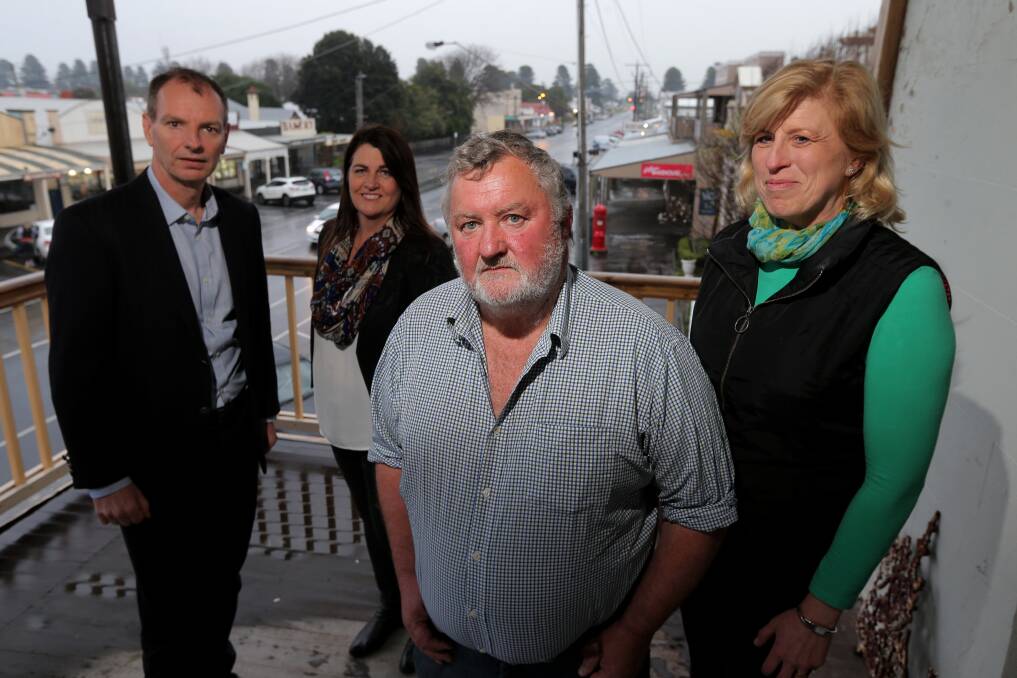 Calls heard: Shadow Minister for Energy and Resources David Southwick, South West Coast MP Roma Britnell, Tyrendarra dairy farmer and local UDV president Bruce Knowles, and Koroit dairy farmer and local UDV policy councillor Oonagh Kilpatrick pictured in 2016 calling for an upgrade to three phase power on the local electricity grid. Picture: Rob Gunstone