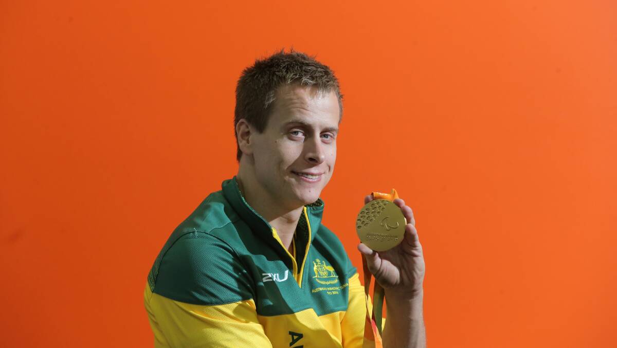 DOUBLE: Josh Hose shows off one of the two Paralympic gold medals he won with the Australian wheelchair rugby team in 2012 and 2016.