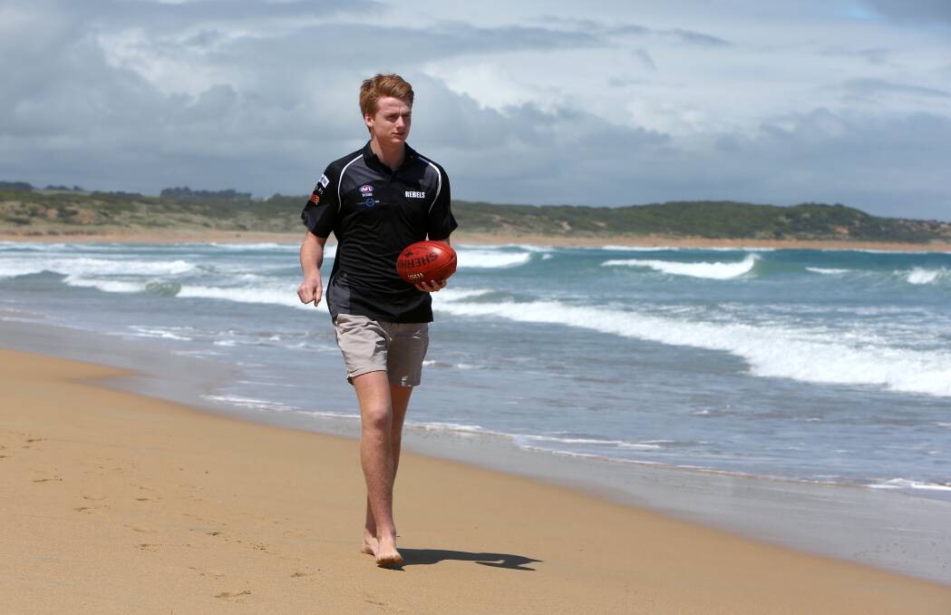 HOME SWEET HOME: Willem Drew, pictured in Warrnambool ahead of the 2016 AFL national draft, played TAC Cup for Greater Western Victoria Rebels. Picture: Rob Gunstone