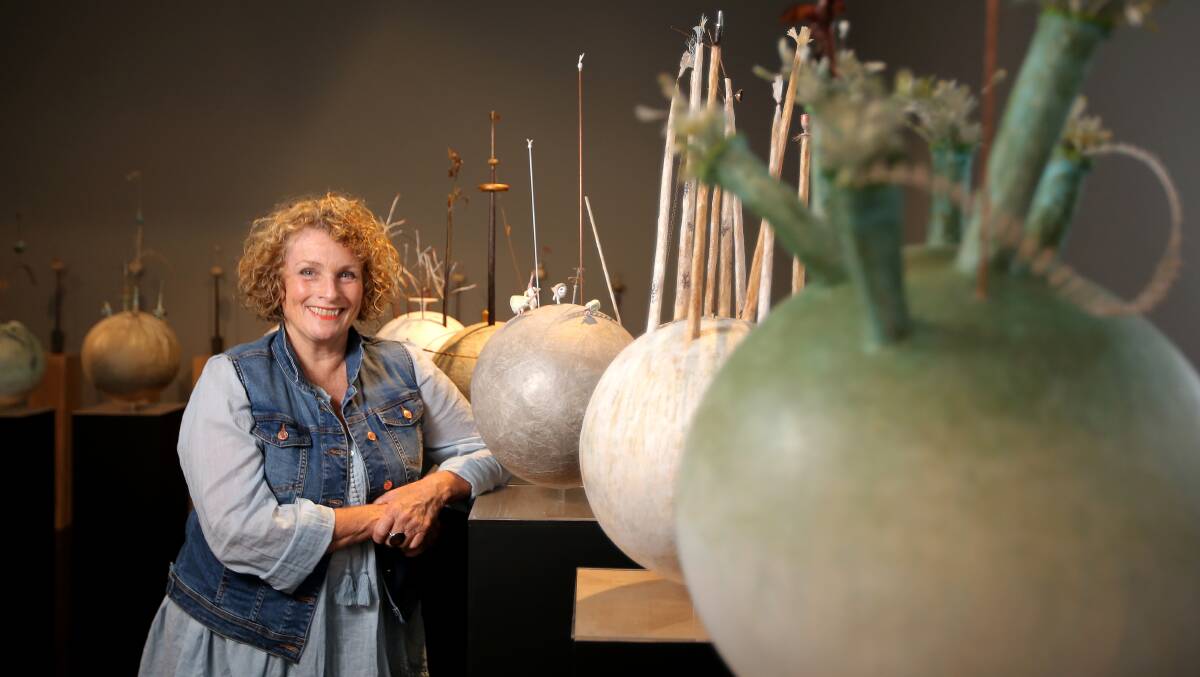 Former Warrnambool artist Jenny Noyes' latest exhibition, Performance on an Egg, is at the WAG. Picture: Rob Gunstone