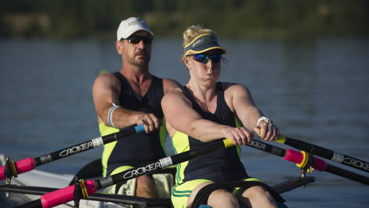 TEAM: Australian Paralympians Gavin Bellis and Kathryn Ross training together before the Rio Olympics
