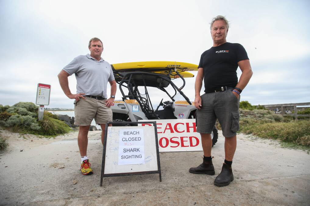 Warrnambool Surf Life Saving Club president Michael Owen and club captain David Owen made the choice to close the main beach earlier this year after a seal was believed to have been mauled by a shark.