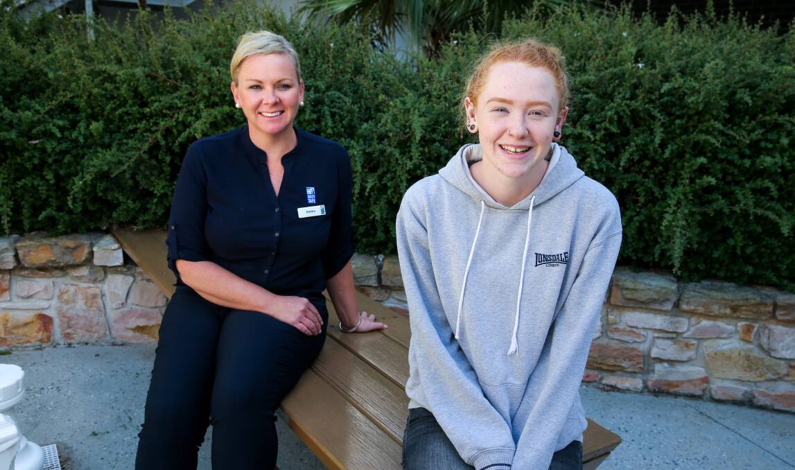 Engaging: South West TAFE senior educator for VCAL Emma McDonald with VCAL student Jordyn Arundell, 17. Jordyn enjoys learning and applying the practical skills she's gained through the qualification. Picture: Rob Gunstone