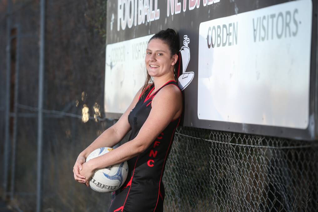 Back in business: New Cobden netball coach Melanie Starr says she is rapt to have Jessica Wheadon (pictured) back in full flight after missing most of last season.