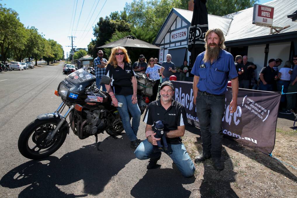 GOOD CAUSE: Black Dog Ride organisers Heather Muskee, Neil Wiltshire and Jeff Leyonhjelm were happy with the turn out for the ride, which raised about $2000 for headspace Warrnambool. Picture: Rob Gunstone