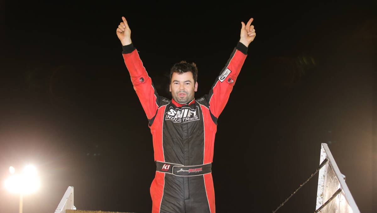 BEST OF THE BUNCH: Darren Mollenoyux celebrated a Victorian Sprintcar Series opening round victory at Avalon on Saturday night. Picture: Morgan Hancock