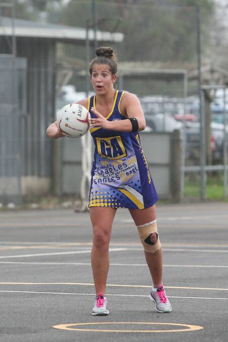 SHARP SHOOTER: North Warrnambool Eagles goal attack Skye Billings was best on court on Saturday. She is pictured in an earlier match.