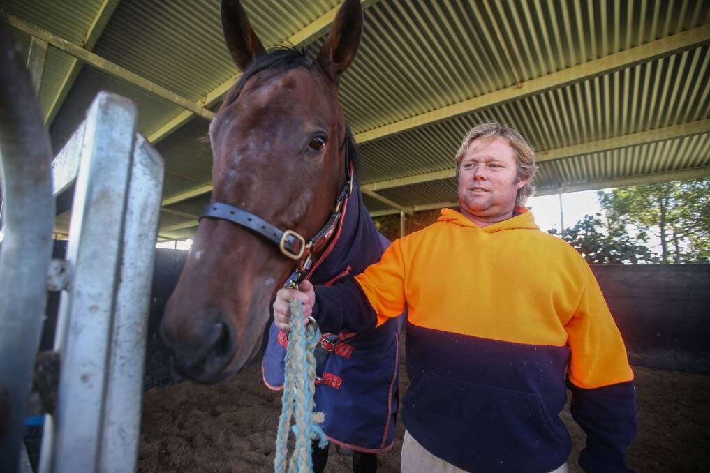 Warrnambool trainer Simon Ryan with his imported jumper Dormello Mo.