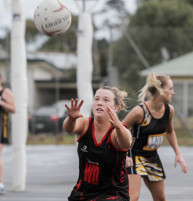 FOCUSED: Cobden midcourter Sophie Blain says the Bombers are excited to challenge for a top-five berth in Hampden open grade netball.