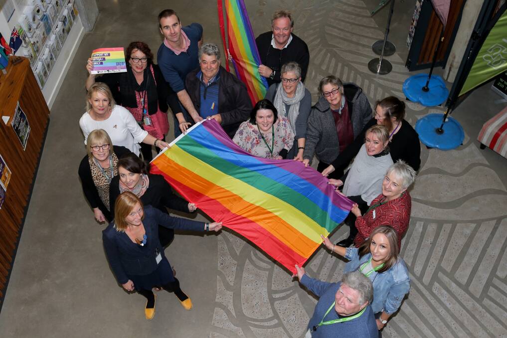 WIN: Staff members at Brophy Family and Youth Services are celebrating the Warrnambool City Council decision to support marriage equality. Picture: Rob Gunstone