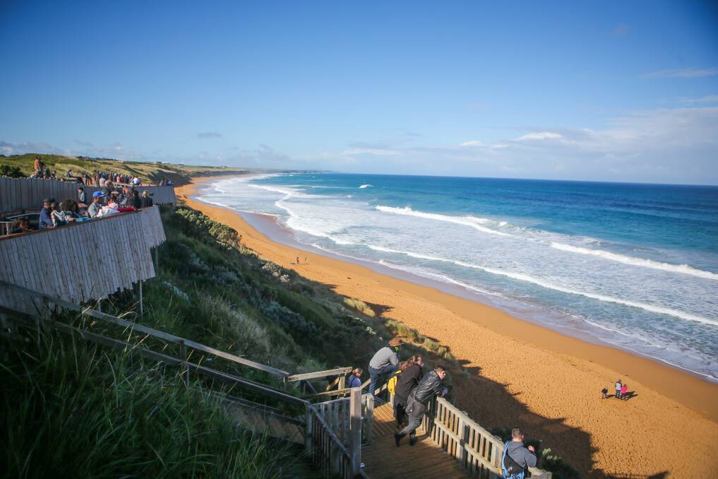 The view from the Logans Beach viewing platform on Monday. Picture: Morgan Hancock