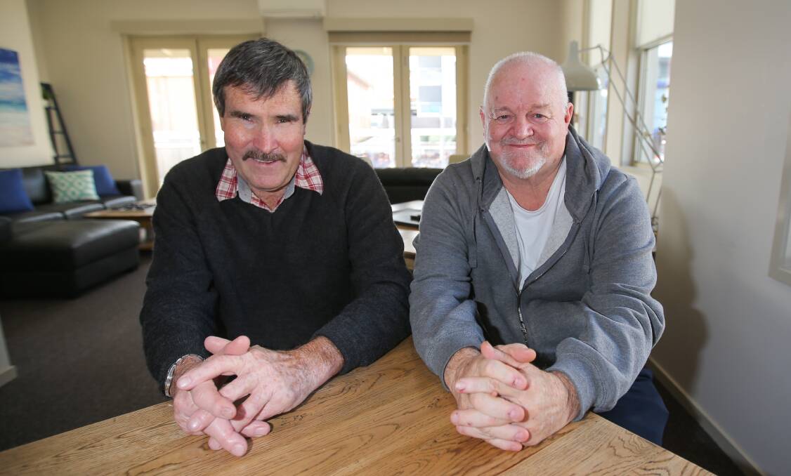 New friends: Mount Gambier's Peter Schutz and Graham McDonald are staying at Warrnambool's Rotary House while they have treatment at the South West Regional Cancer Centre. Picture: Morgan Hancock