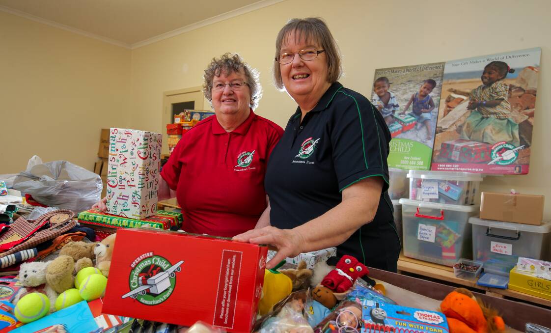 Help: Sisters Lorraine Fitzpatrick and Marilyn Coleman are looking for some helpers to come along and pack boxes for Samaritan's Purse Operation Christmas Child. Picture: Rob Gunstone