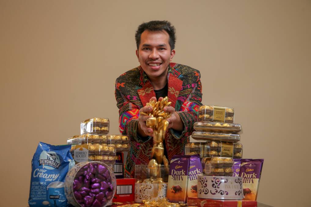 Sweet: Koroit's Alex Hutabarat is heading home to Indonesia, with a suitcase full of chocolate, to run a kids' festival. Picture: Rob Gunstone