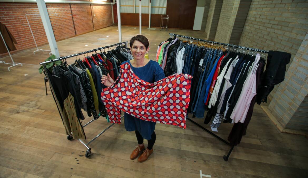 REDUCE, REUSE, RECYCLE: Katrina Brightwell is opening the second-storey space above her cafe Brightbird Espresso for a second-hand clothing sale on Saturday. Picture: Rob Gunstone
