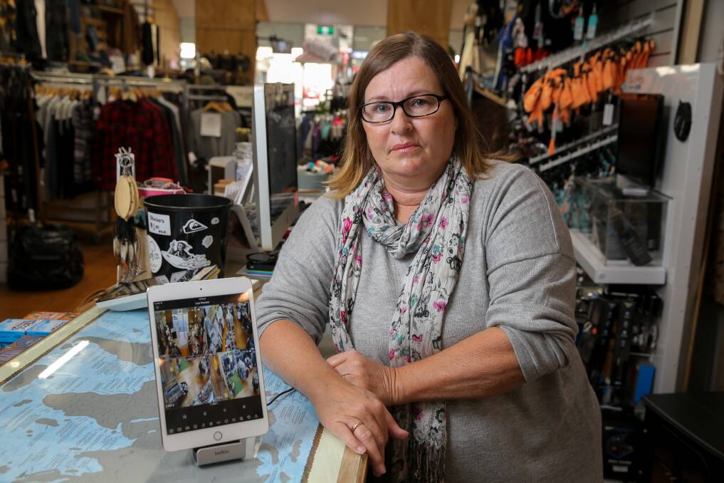 NOT HAPPY: The Surf Co owner Raelene Ponting has installed security cameras that capture every corner of her shop to try and deter people from shoplifting. Picture: Rob Gunstone