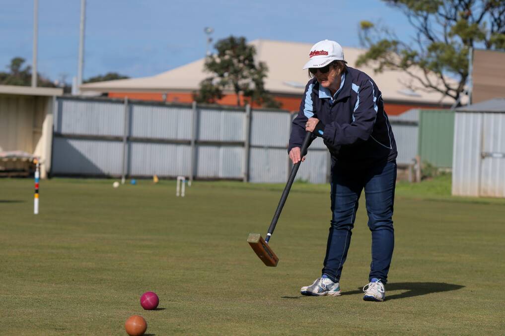 STEADY: Warrnambool competitor Janelle Dunn was runner-up in Warrnambool Croquet Club's event one during its two-day winter tournament. Pictures: Rob Gunstone