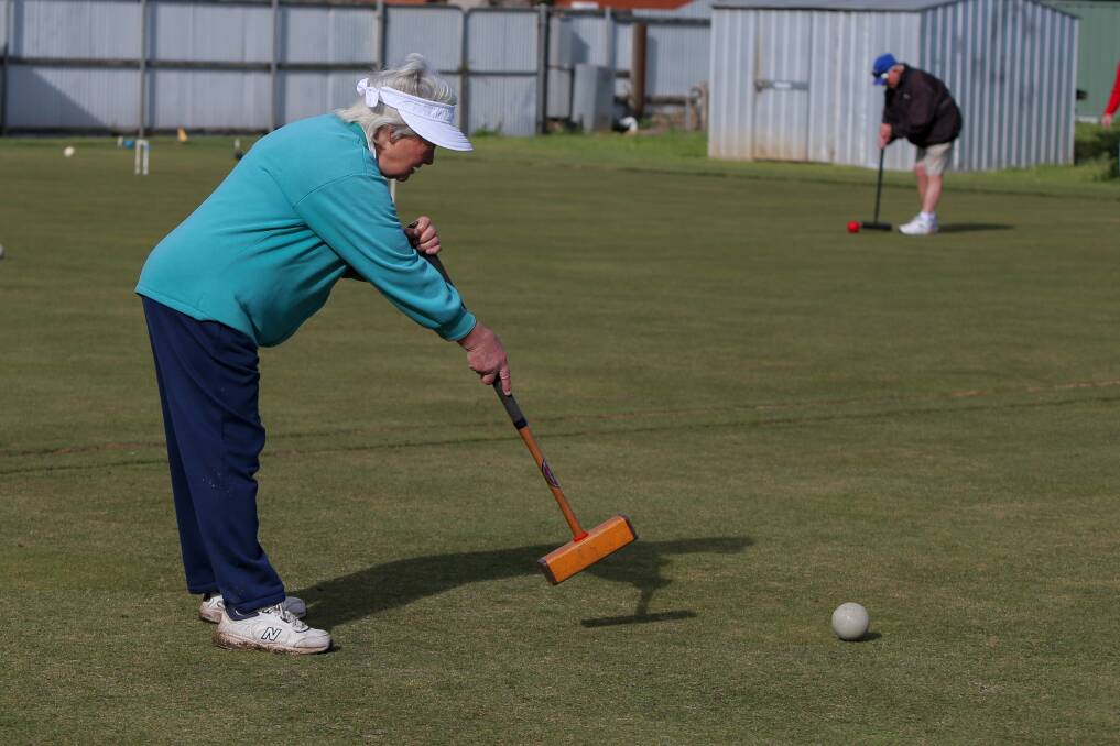 ON TARGET: Portland visitor Jean Chapple was a picture of concentration during Warrnambool Croquet Club's annual tournament on Sunday. 