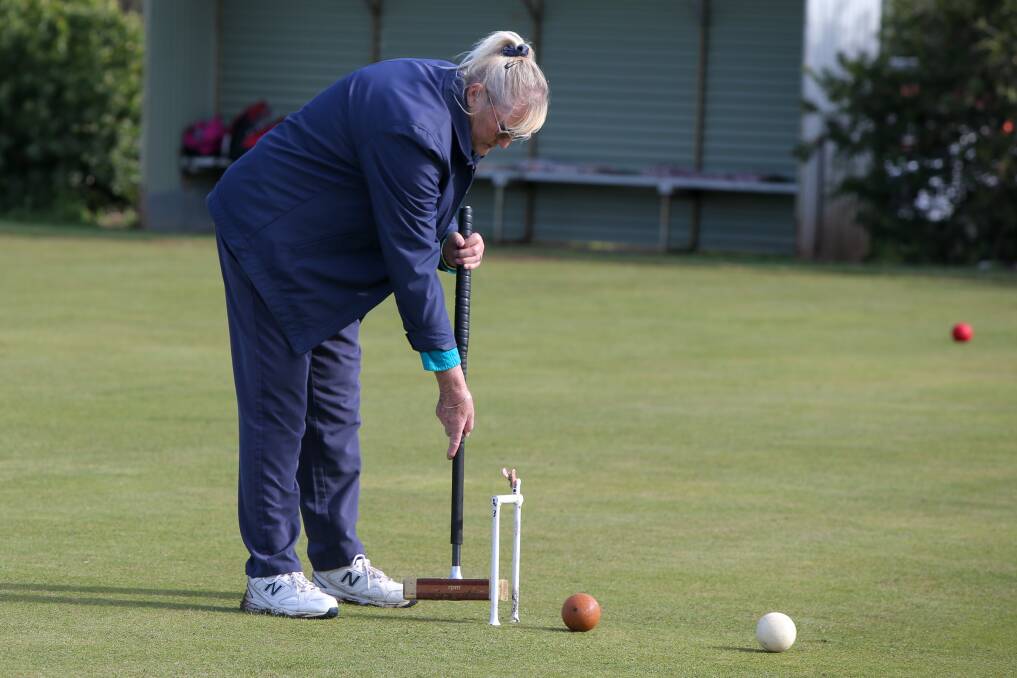 ACCURATE: Portland's Andrea Toet played close to the hoop on Sunday. She won event three at Warrnambool Croquet Club's annual tournament.