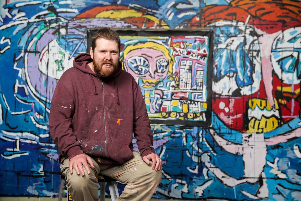 Tram art: Matthew Clarke describes his art as "Naieve and abstract." Picture: Rob Gunstone