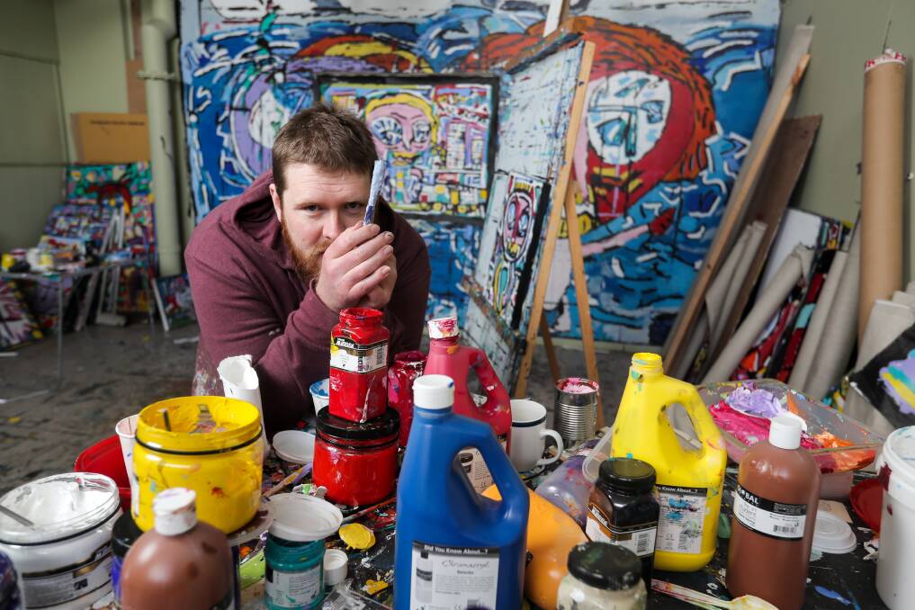 Expression: Warrnambool-based artist Matthew Clarke has had his artwork chosen for the 2019 Adelaide Fringe’s official poster. Picture: Rob Gunstone