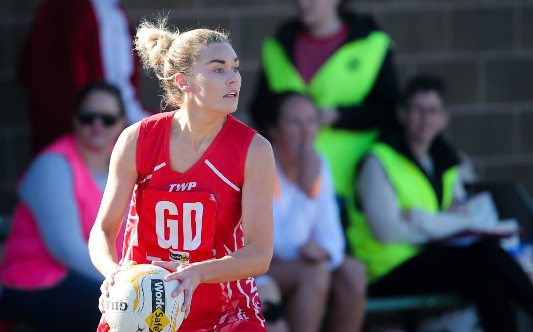 MILESTONE: Dennington's Kristie Bolden played her 200th A grade game in the Dogs 36-goal victory over Merrivale. Picture: Morgan Hancock