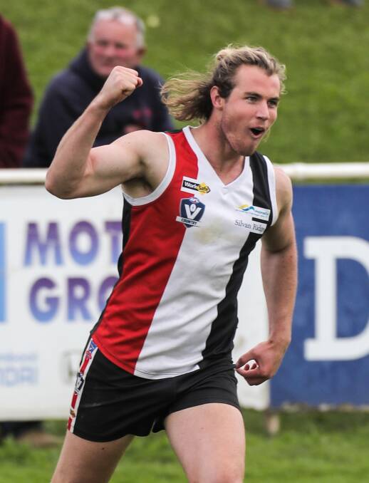 PUMPED TO BE BACK: Koroit forward Will Couch celebrates kicking a last-quarter goal in his first senior match of the season. Pictures: Rob Gunstone
