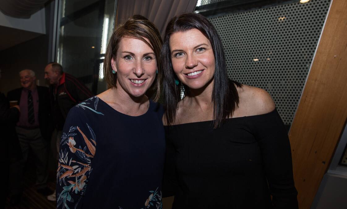 HOME: Hampden league life member Stacey O'Sullivan, pictured right with Josie Ellerton earlier this year, will coach Koroit's open side in 2019. Picture: Christine Ansorge