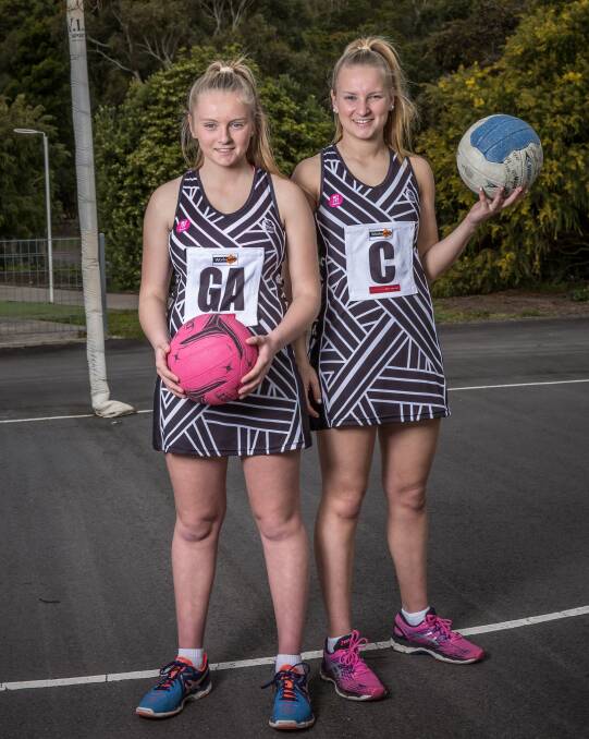 SISTERS IN ARMS: Krystal and Chelsea Baker are following their mum's footsteps and playing in the open grade grand final for Camperdown. Picture: Christine Ansorge
