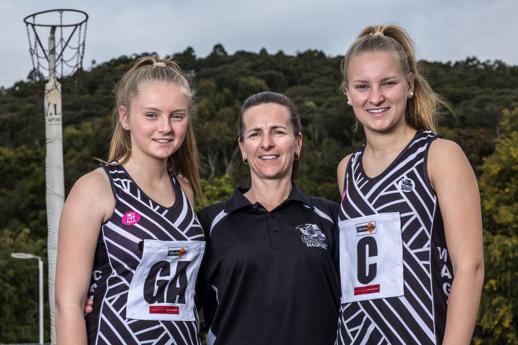 FAMILY TIES: Camperdown mother-daughter combination Krystal, Tracey and Chelsea Baker are back playing together in the Magpies' open grade netball side. Picture: Christine Ansorge