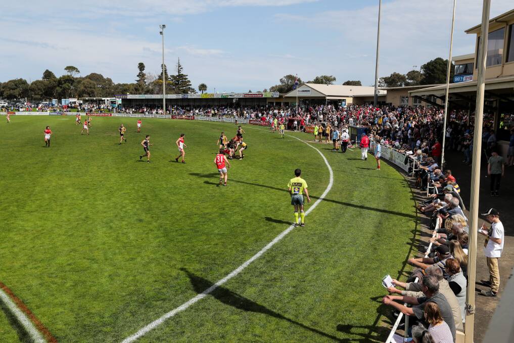 LET'S FIX IT UP:  A big crowd fills the Reid Oval for the 2017 Hampden Football Netball League reserves grand final. Picture: Rob Gunstone