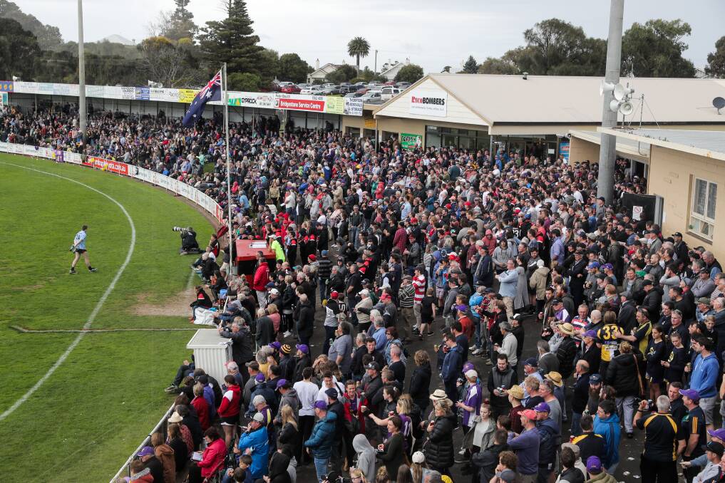 A massive crowd filled Reid Oval for the HFNL Grand Final between Port Fairy and Koroit in 2017. Picture: Rob Gunstone