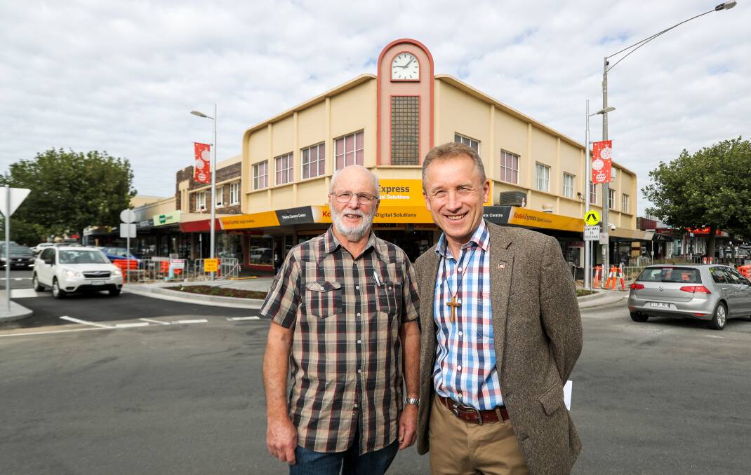 RENT REPRIEVE: Warrnambool Uniting Church council chairman Lex McRae and minister Malcolm Frazer are giving their Liebig St tennants a month rent free. Picture: Rob Gunstone