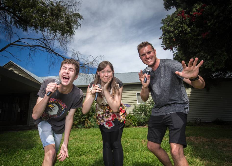 Belly laugh: Warrnambool's Connor Gurry and Caitlin Garner and Dirty Angel's Aidan Nicolson are hoping to fill the stage with funny teens at the 2018 Class Clowns comedy night on Thursday. Picture: Christine Ansorge