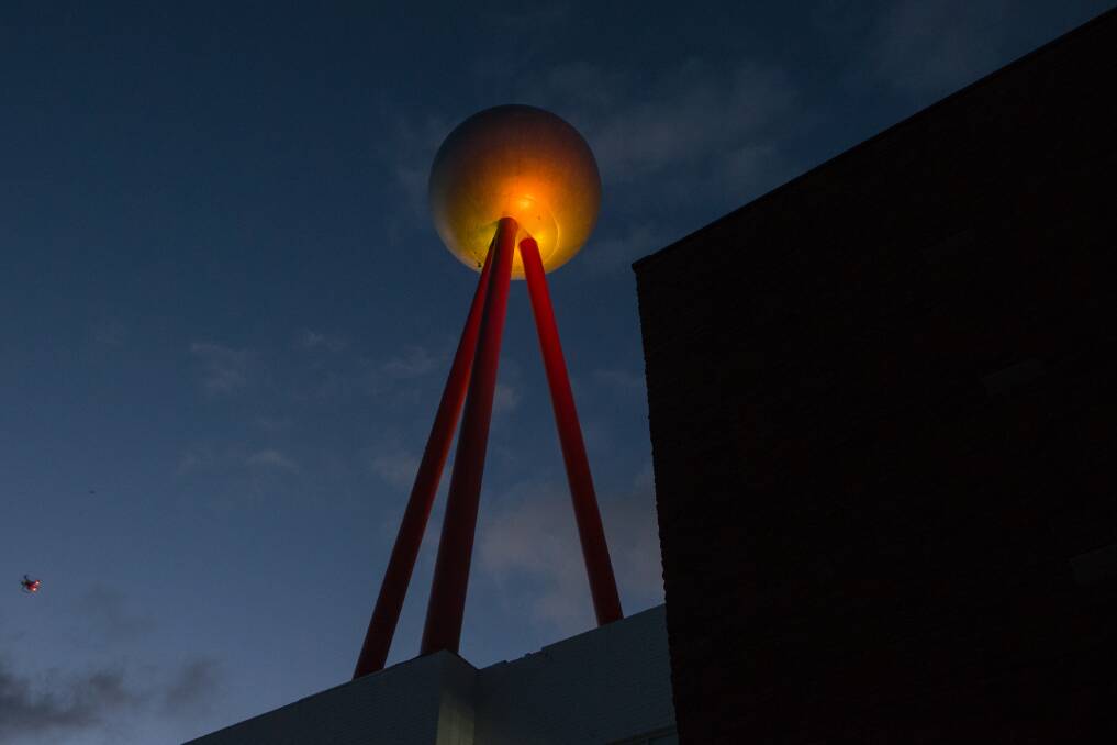 LANDMARK: The icon Fletcher Jones' silver ball lights up the Warrnambool sky. 