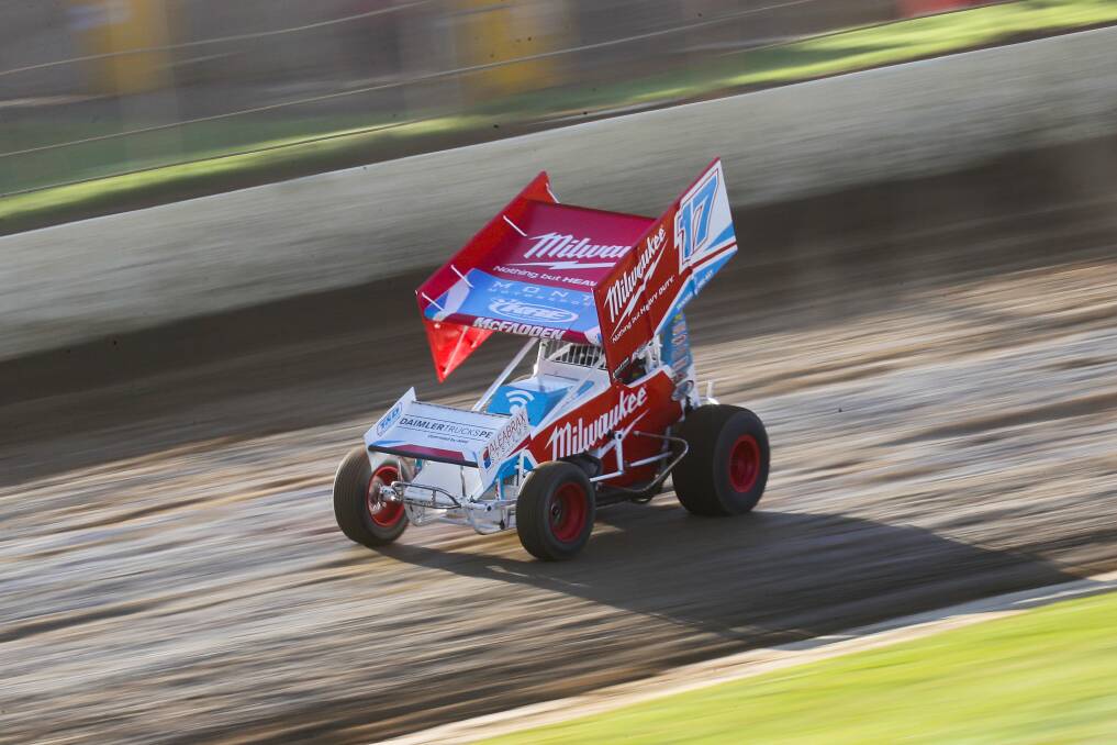 TOO QUICK: Warrnambool-based driver James McFadden won a controversy-filled World Series Sprintcars round at Murray Bridge on Wednesday night. Picture: Morgan Hancock