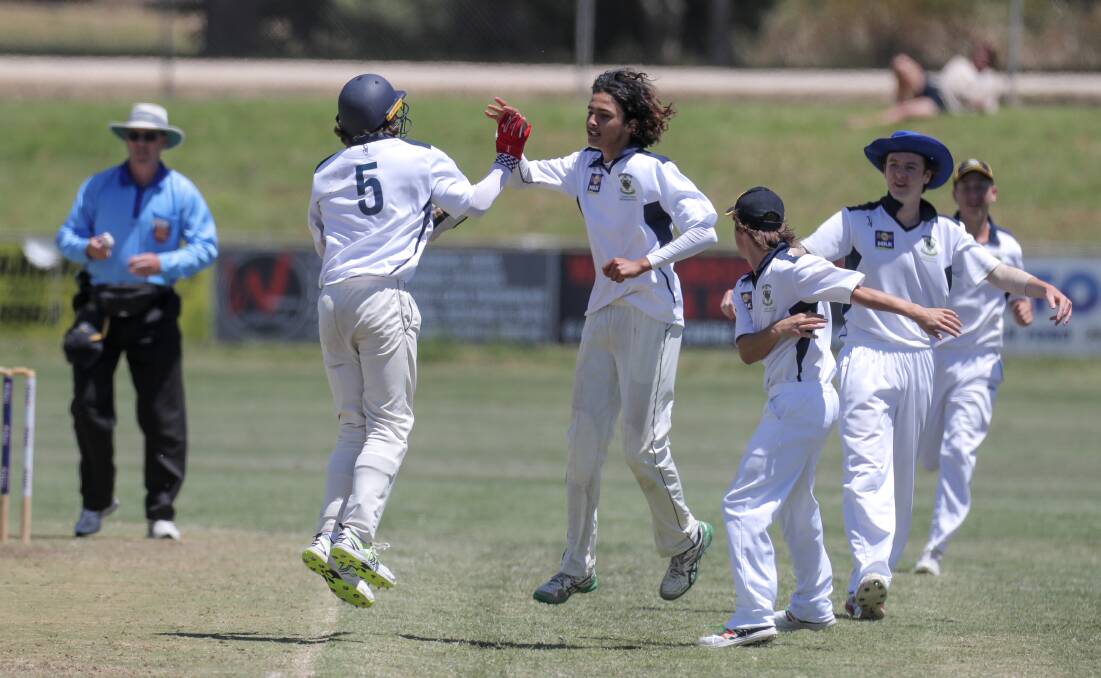 RISING: Dominic Bandara (middle) celebrates a wicket in the WDCA under 17s Country Week last year. Bandara continues to make progress.