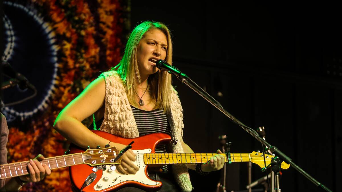 STANDARD, NEWS, ST BRIGIDS BLUES AND ROOTS FESTIVAL 180113 Pictured - Kayla Dwyer performs with guitarist Dan Seale, on the Saturday afternoon at the St Brigids Blues and Roots Festival. Picture: Rob Gunstone
