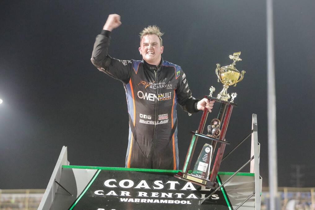 LIFE-CHANGING: Warrnambool's Corey McCullagh won the 2018 Grand Annual Sprintcar Classic. Picture: Morgan Hancock 