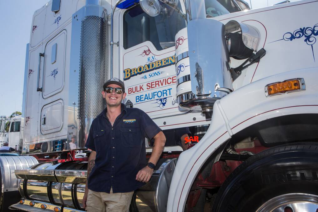 Enjoying taking part: Camperdown's Jason Blackley was one of the hundreds of drivers exhibiting trucks at Saturday's Koroit Truck Show.  Picture: Christine Ansorge