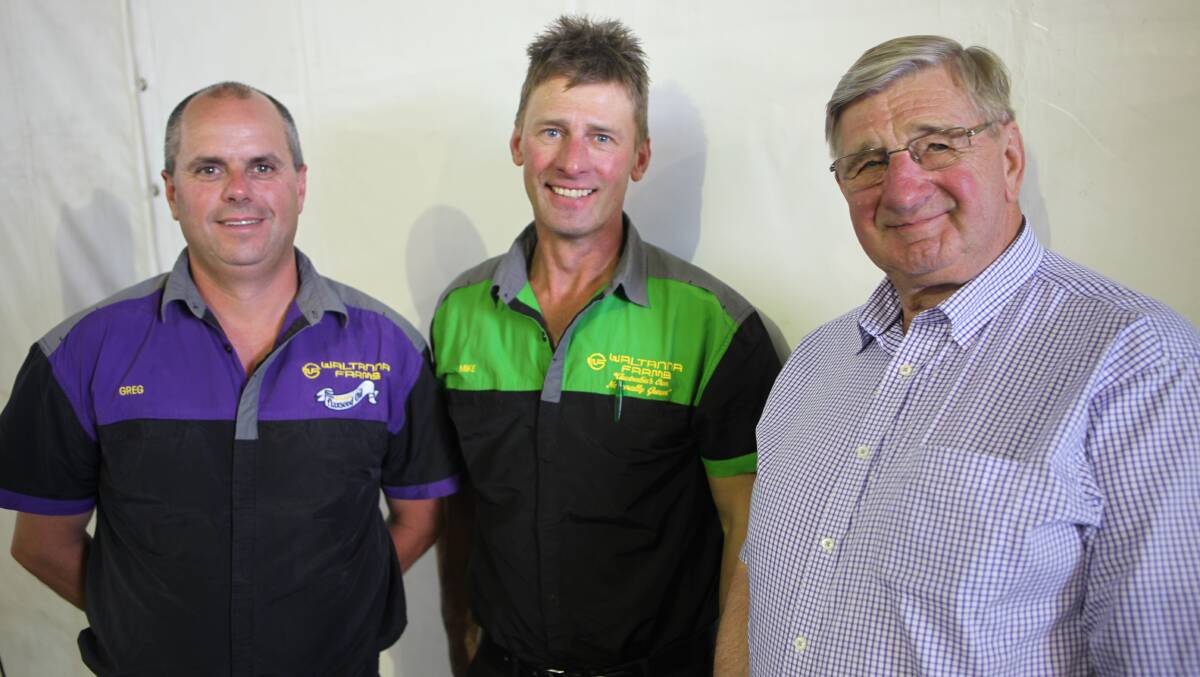 INNOVATORS: Waltanna Farms business manager Greg Moon, left, with Waltanna Farms managing director Michael Nagorcka and Waltana Farms research and development consultant James Nagorcka.