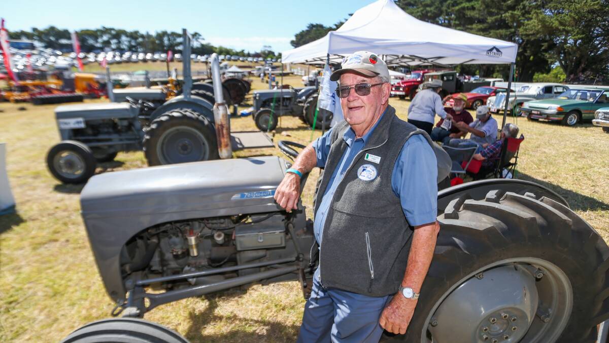 Fergie Fan: Harry Ferguson Tractor Club member Ken Bibby with one of the Fergies on display at the Sungold Field Days. Picture: Morgan Hancock