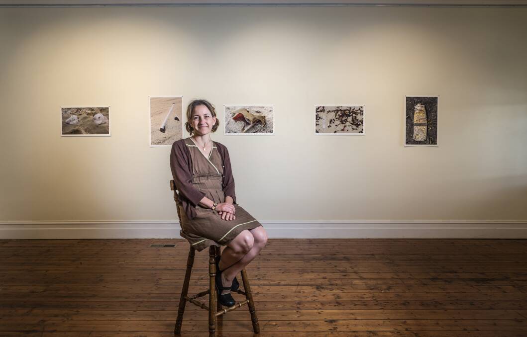 Found: Former Warrnambool artist Kim Sargent-Wishart is encouraging the community to look at rubbish as an art form in her exhibition entitled 'Trash and Treasure' at F Project Gallery until March 11. Picture: Christine Ansorge